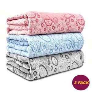 Warm Soft Premium‎ Fleece Flannel Pet Cat Dog Paw Blanket Mat SM MED 21"x30"